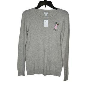 J. Crew Teddie Sweater -‎ Women's Size XS, Gray, Cocktail Logo, 100% Cotton